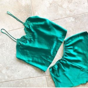 Victoria’s Secret silky pajamas emerald green